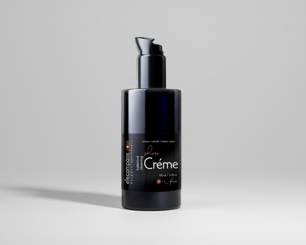 Black bottle of Crème on a white background